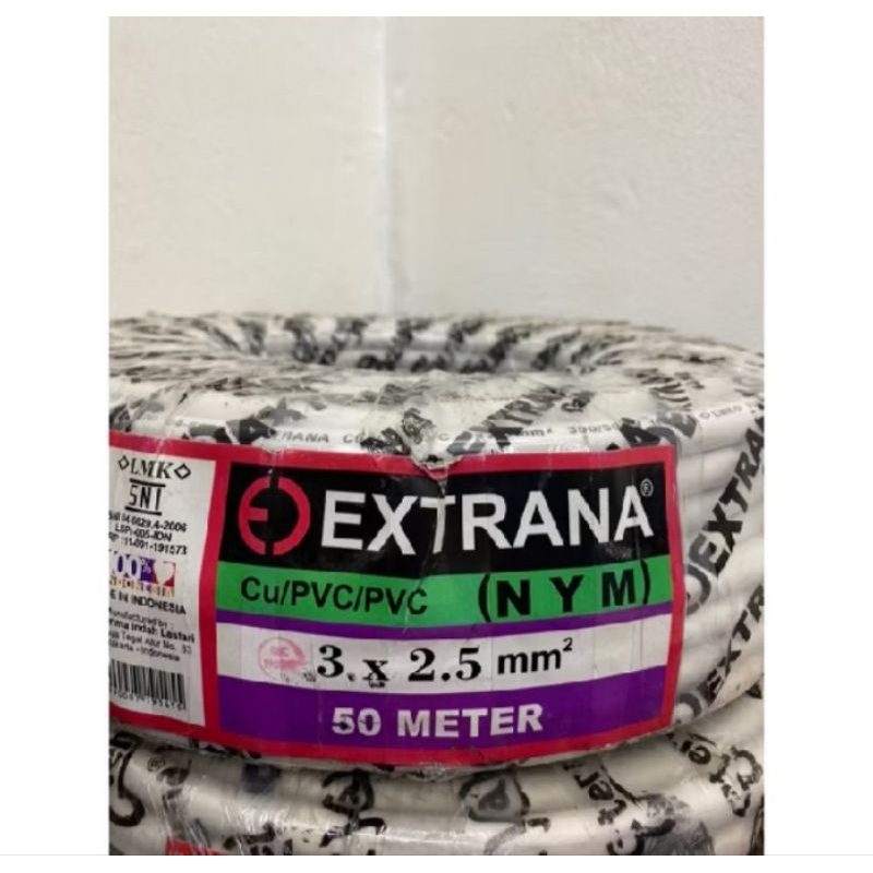 Kabel Extrana NYM 3X2.5 NYM 3X2.5 Panjang 50 Meter
