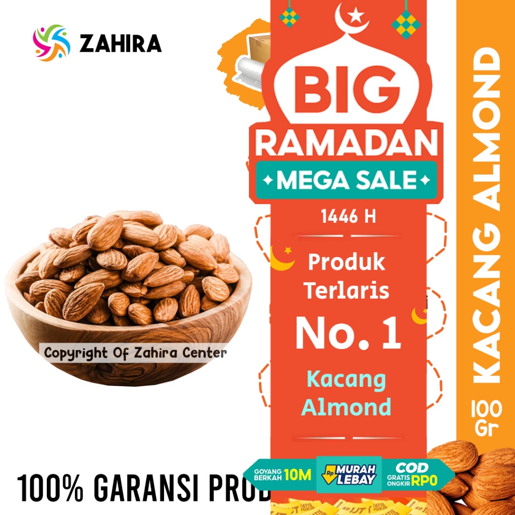 

Kacang ALMOND Kupas Matang Panggang Roasted 100gr Tanpa Kulit Camilan Diet, Sehat, Gurih dan Renyah