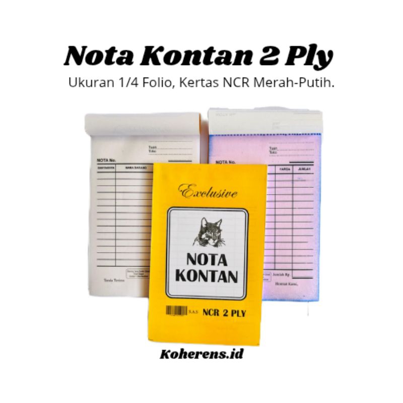

Buku Nota Kontan NCR 2 Ply 1/4 Folio (108mm x 155mm) TEMBUSAN DIJAMIN JELAS
