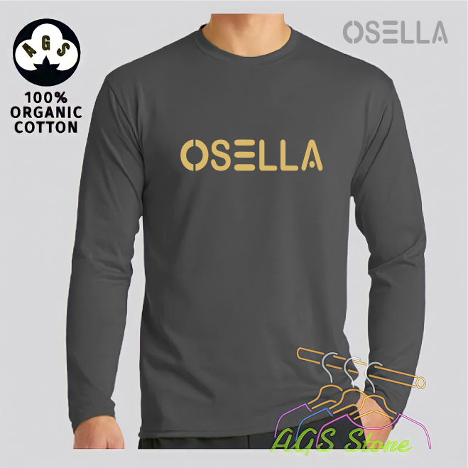 Kaos Distro Osella Text Premium Print Gold Lengan Panjang T-Shir Pria Dan Wanita