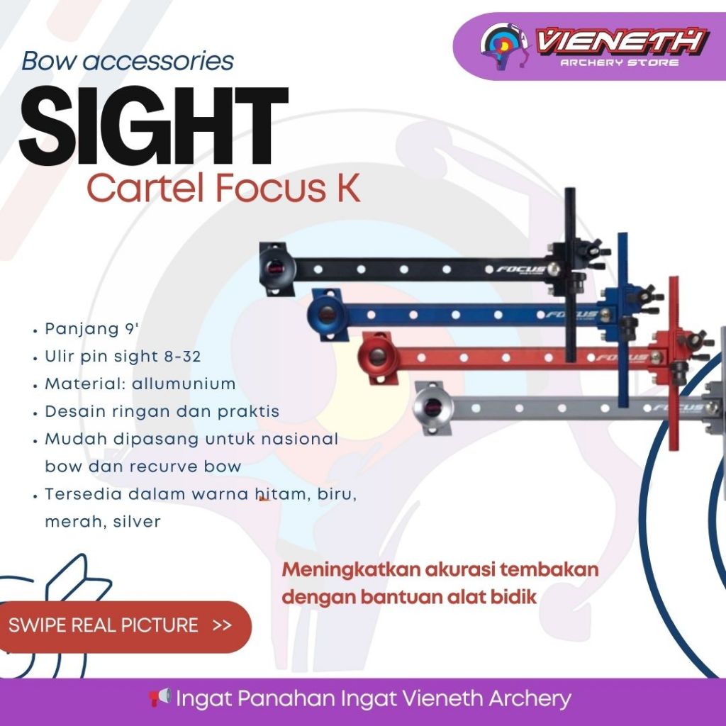 SIGHT CARTEL FOCUS K-SIGHT 9" - BUSUR STANDAR DAN RECURVE - PANAHAN - CARTEL