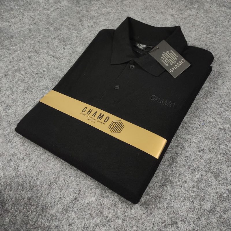 Baju Kaos Polo GHAMO Original T-shirt Kerah Polo Logo Bordir Full Tag Kaos Polo Impor Pria