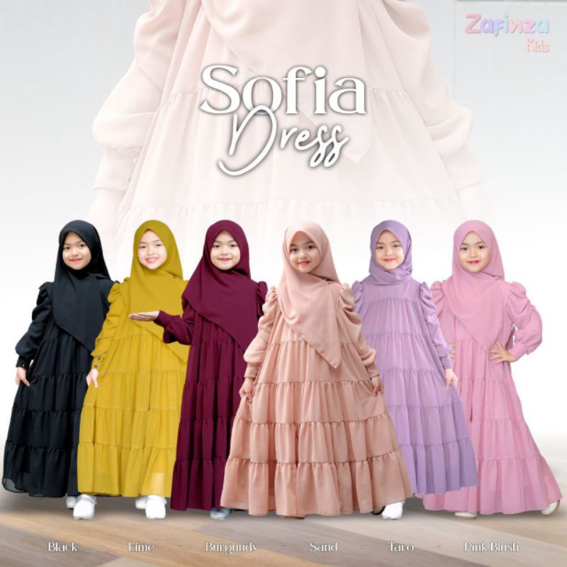 SOFIA DRESS SET HIJAB COUPLE KIDS AND MOM ZAFINZA