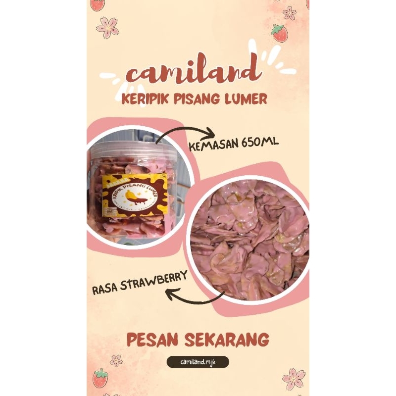 

camiland.mjk | KERIPIK PISANG LUMER RASA STRAWBERRY KEMASAN 650ml