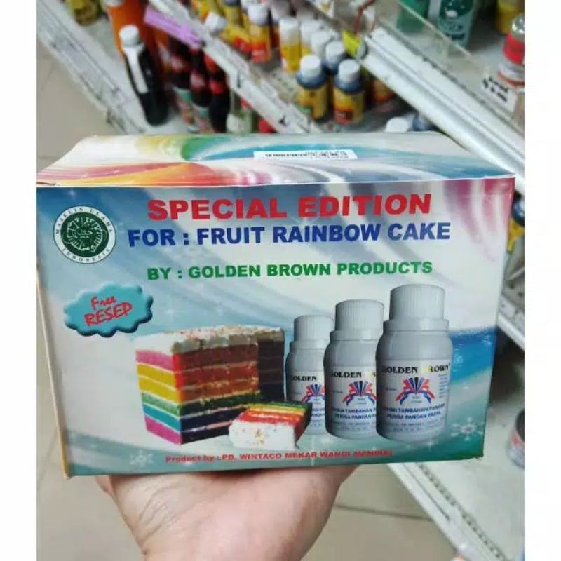 

Golden Brown Pasta Rainbow Cake 1 set isi 6 botol