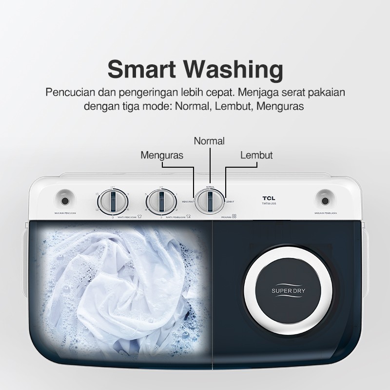 TCL MESIN CUCI 9KG TWIN TUB TWT96 2TABUNG