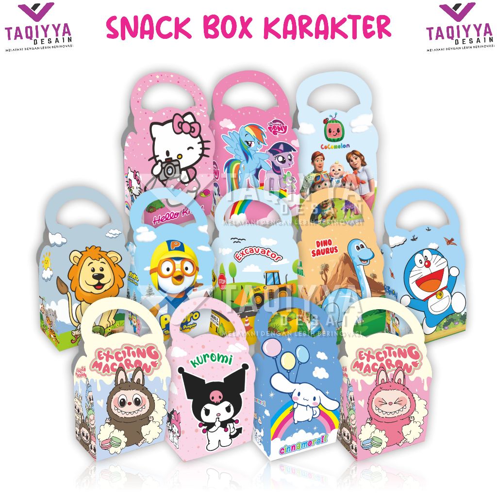 

(isi 10pcs) Snack Box Karakter Kartun Lucu / Aqiqah Thedhak siten Ulang Tahun Anak - anak 12 Motif Desain Elegant