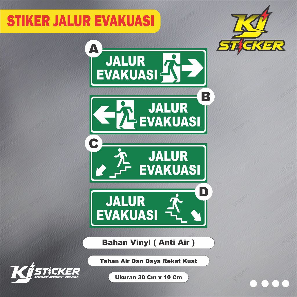 

KJ STIKER Promo Stiker Evakuasi / Stiker Jalur Evakuasi / Jalur Evakuasi