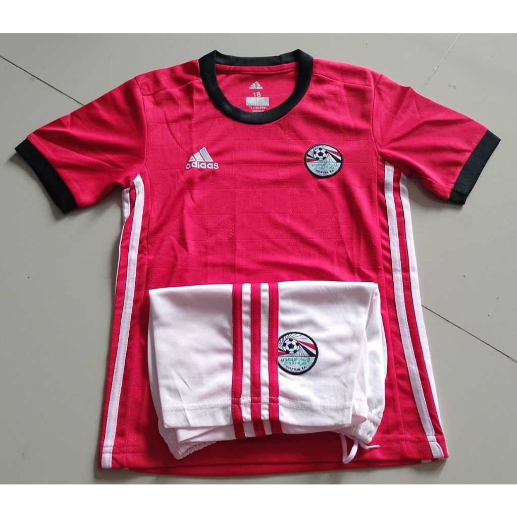 BAJU BOLA ANAK MESIR HOME 2018 JERSEY KIDS MESIR GRADE ORI THAILAND BAJU BOLA ANAK ANAK JERSEY BOLA 
