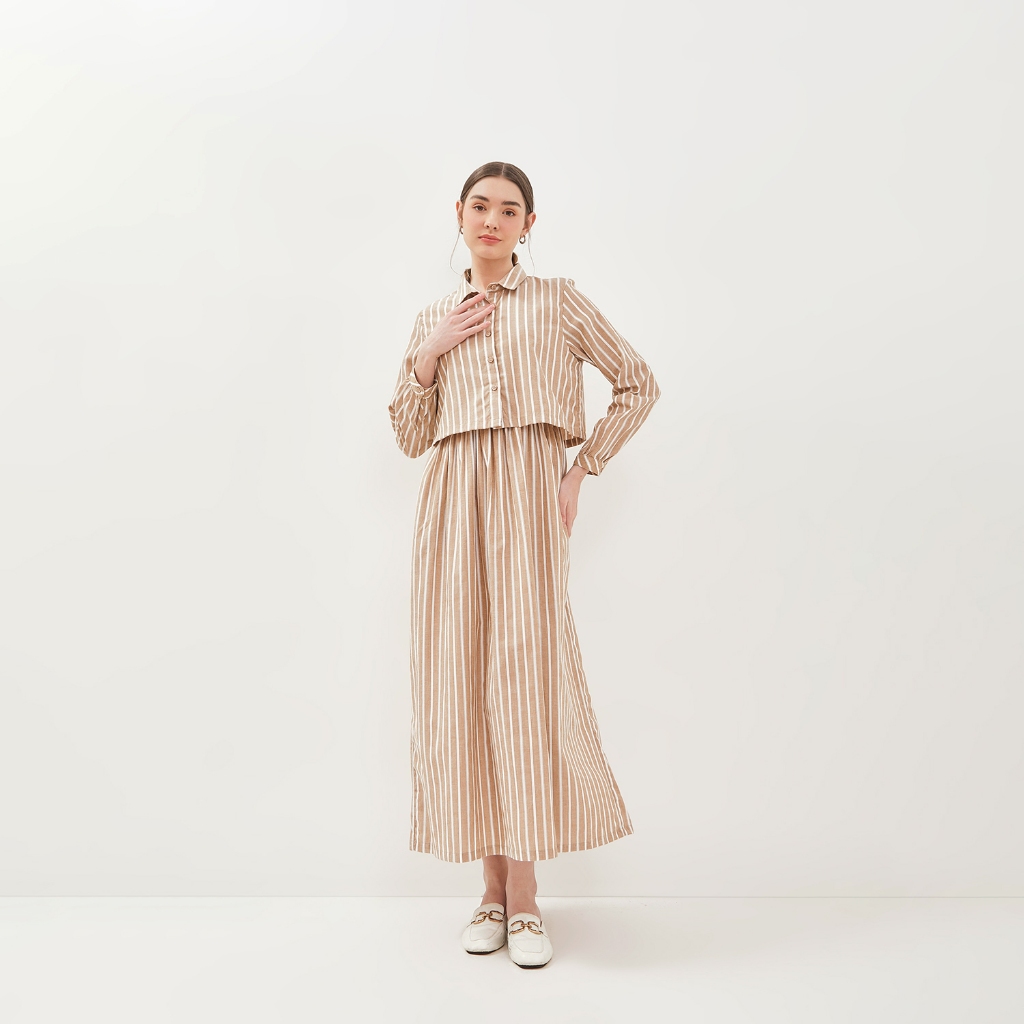 GRAPHIS Double Layer Stripes Maxi Dress