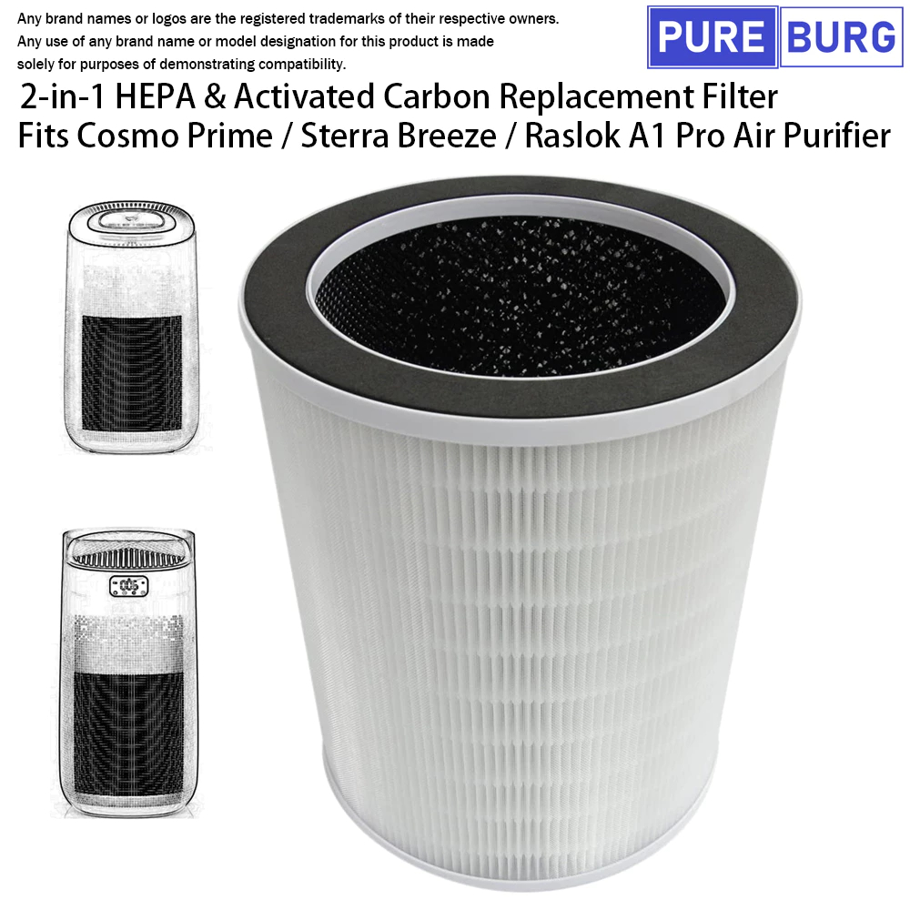 Pureburg-Cosmo Prime / Sterra Breeze / Raslok A1 Pro / Europace EPU 5550z Pengganti HEPA & Karbon