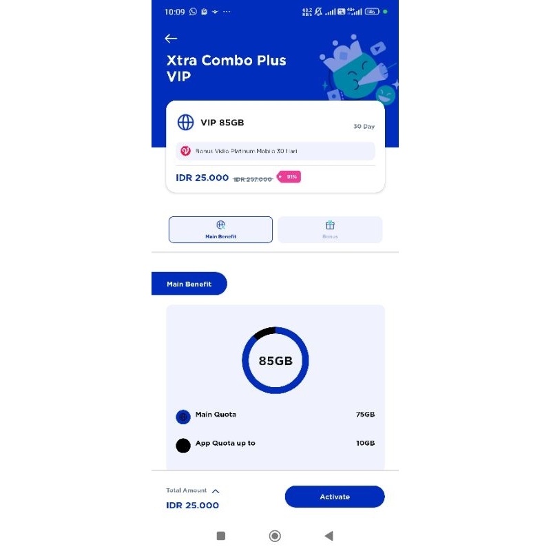 PROMO PERDANA XL XTRA COMBO PLUS VIP 75GB - SPESIAL DISKON 90%