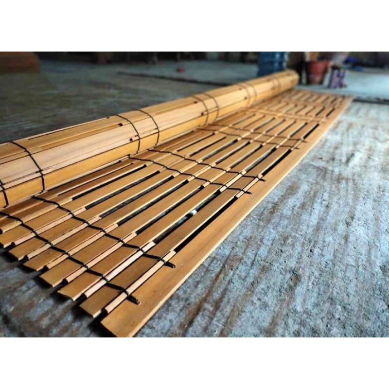 Tirai Kayu Jati Motif / Kerai Teras Gulung Ukuran 1,5m X 2m