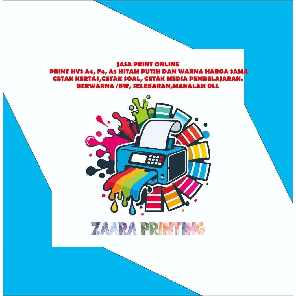 

JASA PRINT ONLINE PRINT HVS A4, F4, A5 HITAM PUTIH DAN WARNACETAK SOAL, CETAK MEDIA PEMBELAJARAN.