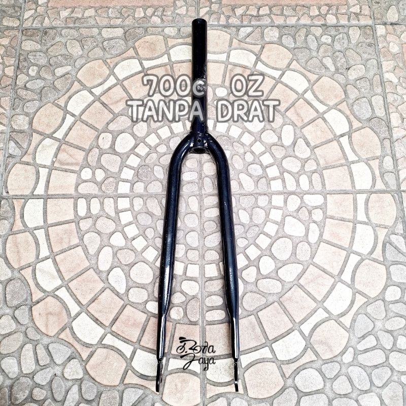 FORK - GARPU RIGID  BESI FIXI 700c  28.6mm TANPA DRAT HITAM MODEL LURUS