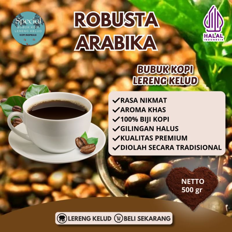 

bubuk kopi Robusta Arabika kemasan 500gr