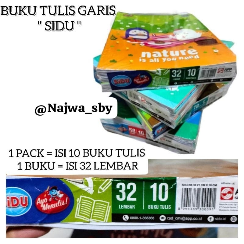 

BUKU TULIS GARIS " SIDU " 32 LEMBAR ( Harga 10 pcs Buku Tulis )