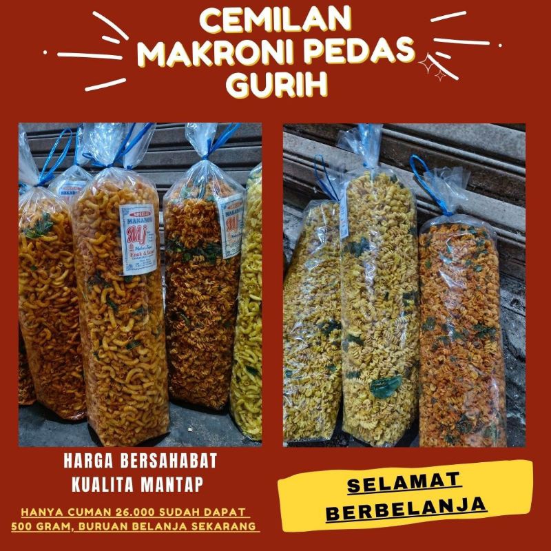 

Makroni Uril Pedes Dan Ori Dengan Memakai Bahan daun Jeruk 250 Gram, Gurih enak dan renyah, Snack Food (Cemilan Enak)