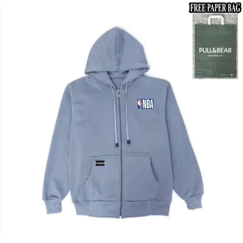 {FREE PAPER BAG} HOODIE ZIPPER DENIM PULL AND BEAR NBA / National Basketball Association BASIC PRIA 
