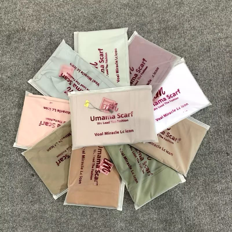 JILBAB SEGIEMPAT 5 PACK WARNA RANDOM VOAL MIRACLE UMAMA METAL LOGO POUCH PREMIUM LASER CUT