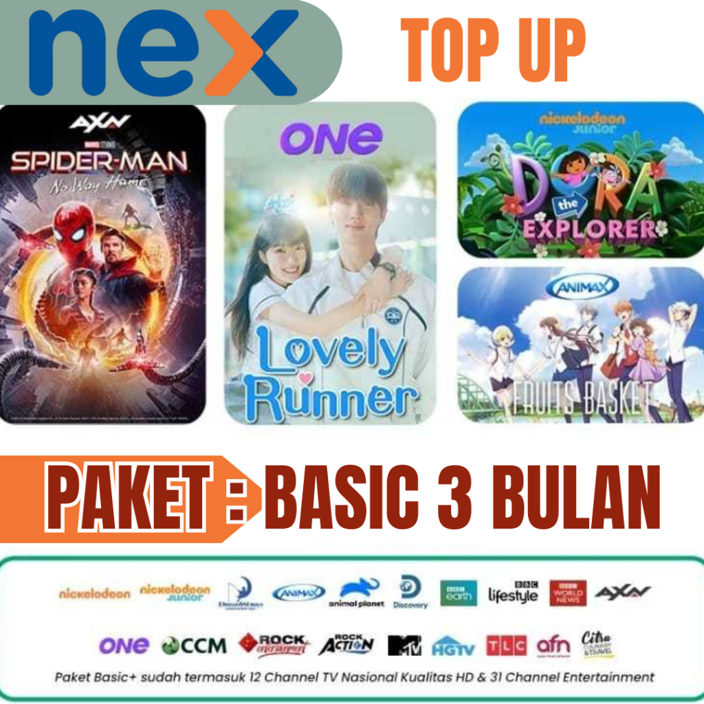 Top Up Nex Parabola Paket Basic 3 Bulan / 90 Hari Langsung Aktif