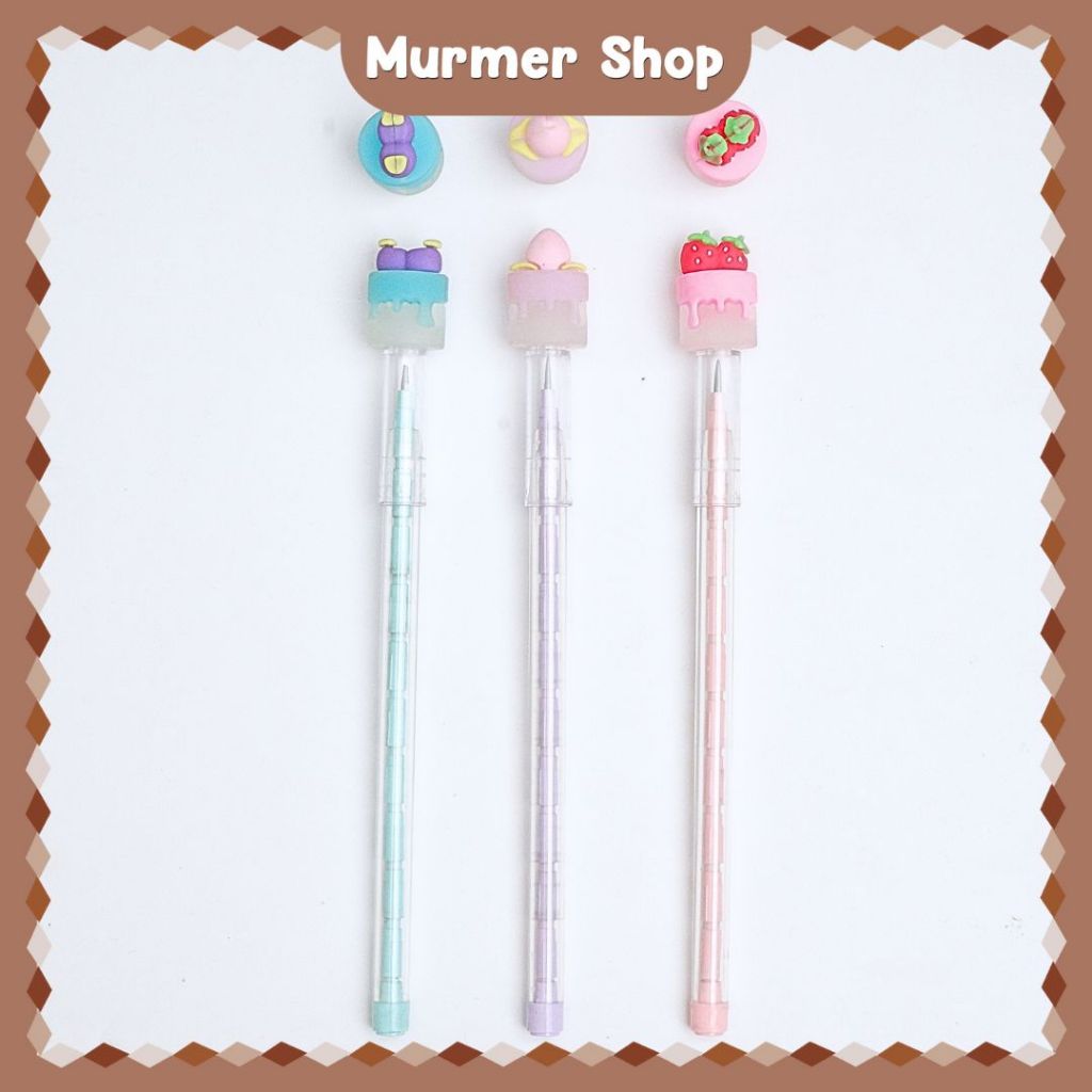 

Pensil Susun / Peluru Tart Buah Peach Lantu Benzia Bensia isi refill Pencil Tumpuk