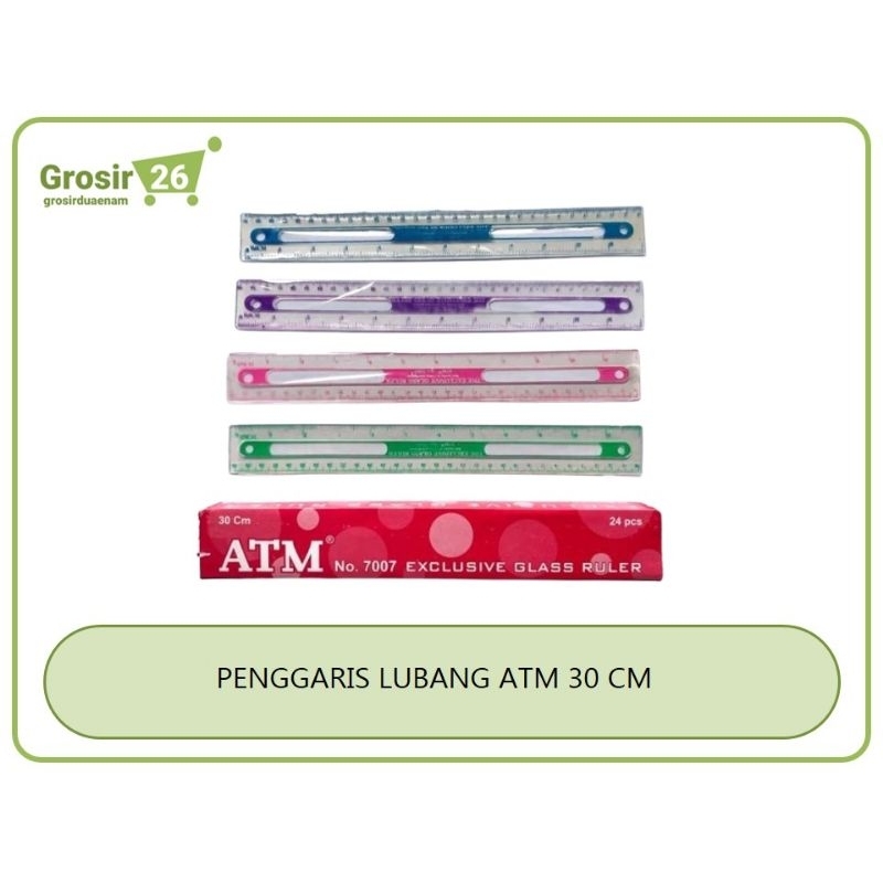 

(1 box) penggaris / rol / mistar / garisan plastik lubang lobang warna merek atm ukuran 30 cm