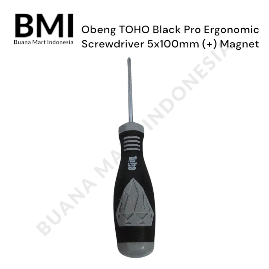 Obeng TOHO Black Pro Ergonomic 5x100mm (+) | Obeng Magnet | Screwdriver Perkakas | (1PC)