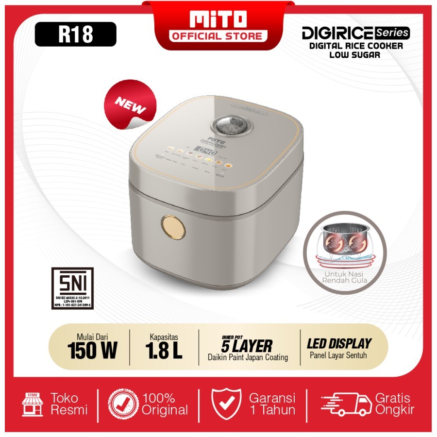 MITO Digital Rice Cooker Low Sugar low carbo R15 R18