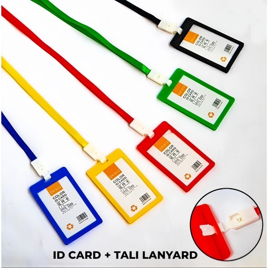 

( 1 Set ID Card + Tali ) Name Tag ID Card + Tali Lanyard Name Tag Card Holder Vertical Bagus Gantungan Kartu Casing ID Card