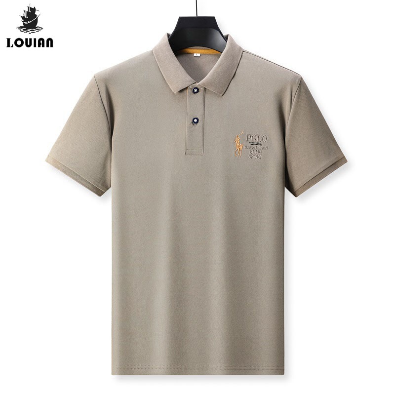 Loulan - kaos berkerah pria premium Kaos Polo Pria sulaman tangan Khaki Baju Kaos Pria Polos Kaos Ke