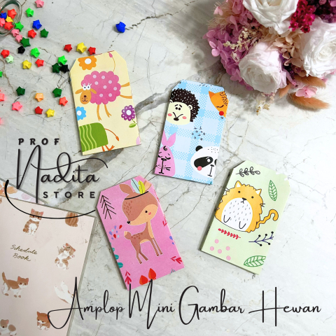 

[9,5cm x 6,5cm] 1 Pack isi 10pcs Mini Amplop THR Desain Hewan