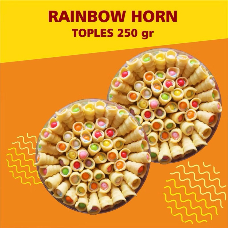 

One Mandiri Sukses - Rainbow Horn ( Toples 250 Gram) ~ Kemasan Toples ~ Cum cum Pelangi ~ Oleh Oleh Khas Malang Batu