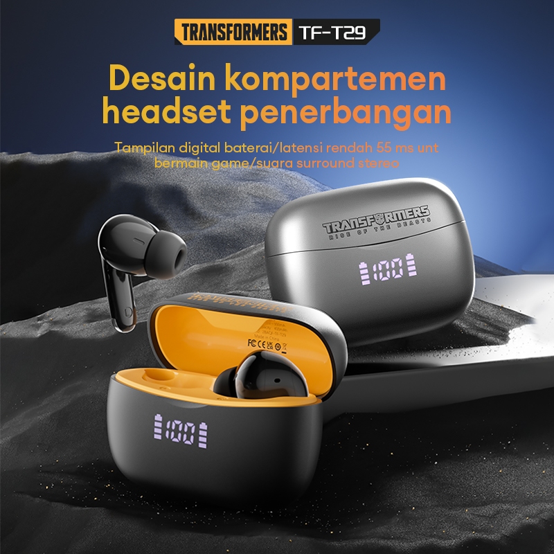 Monster x Transformers TF-T29 TWS Earphone Bluetooth Digital Diaplay Noise Reduction Music/Game Dual