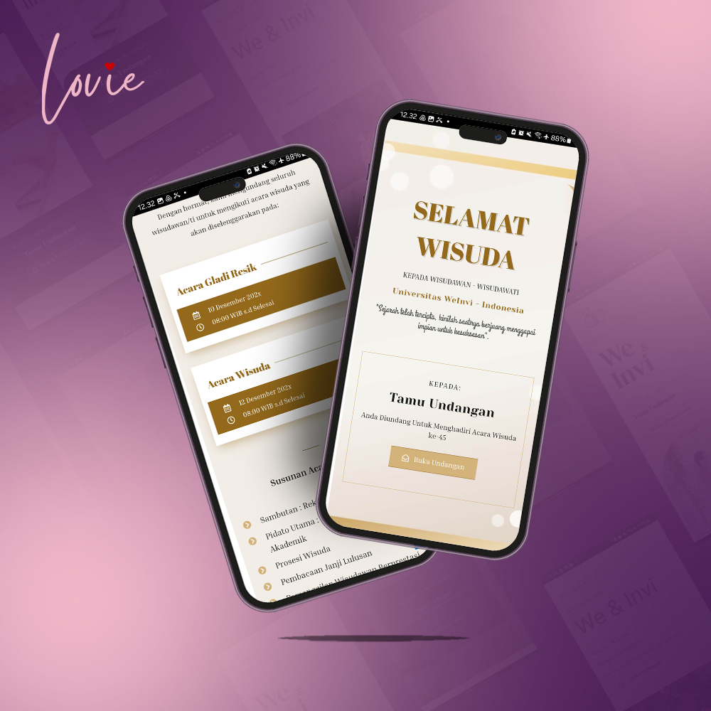 Lovie - Undangan Wisuda Kampus Digital Website Full Fitur Unlimited Nama Undangan
