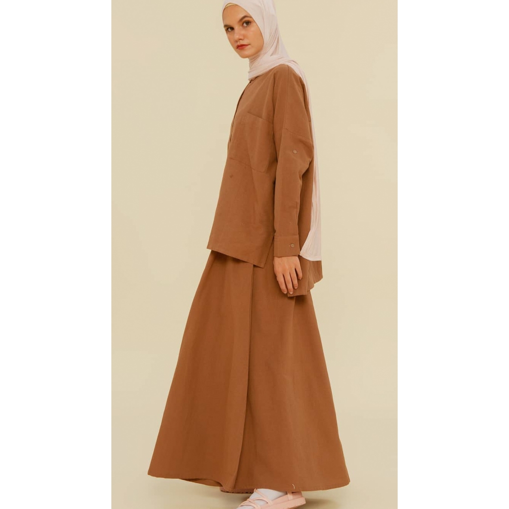 Preloved masa official sydney top and linen skirt (brown)