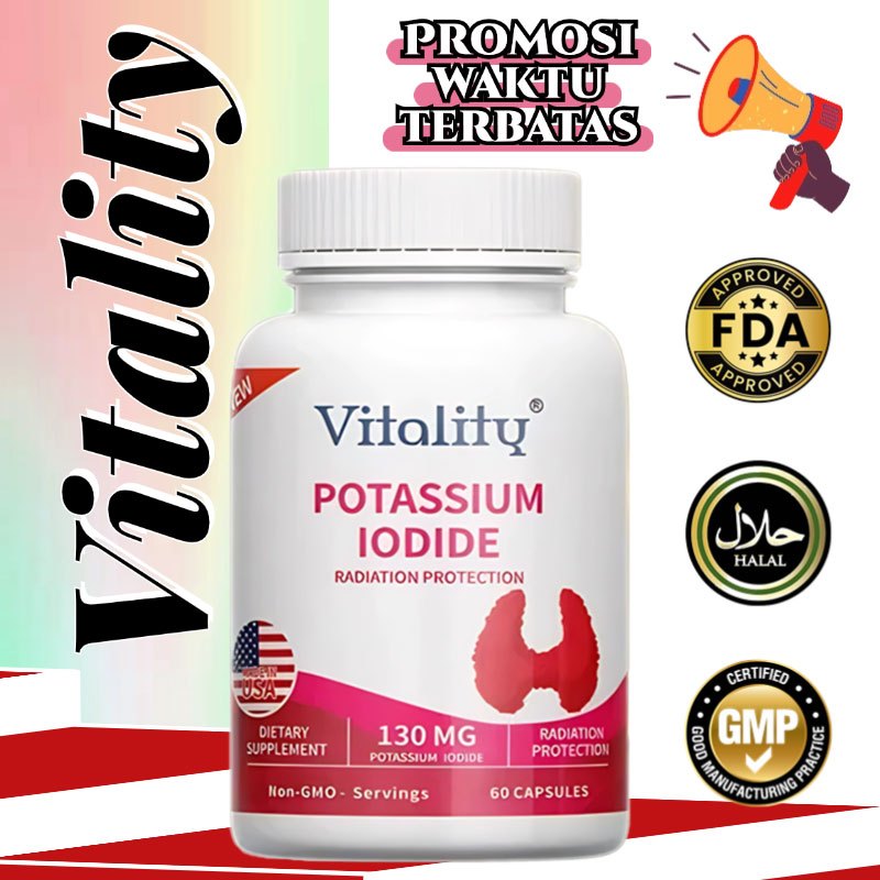 Kalium Iodida, 130 Mg, Mencegah Penyakit Gondok, Melindungi Dari Radiasi, Mendukung Sistem Kekebalan