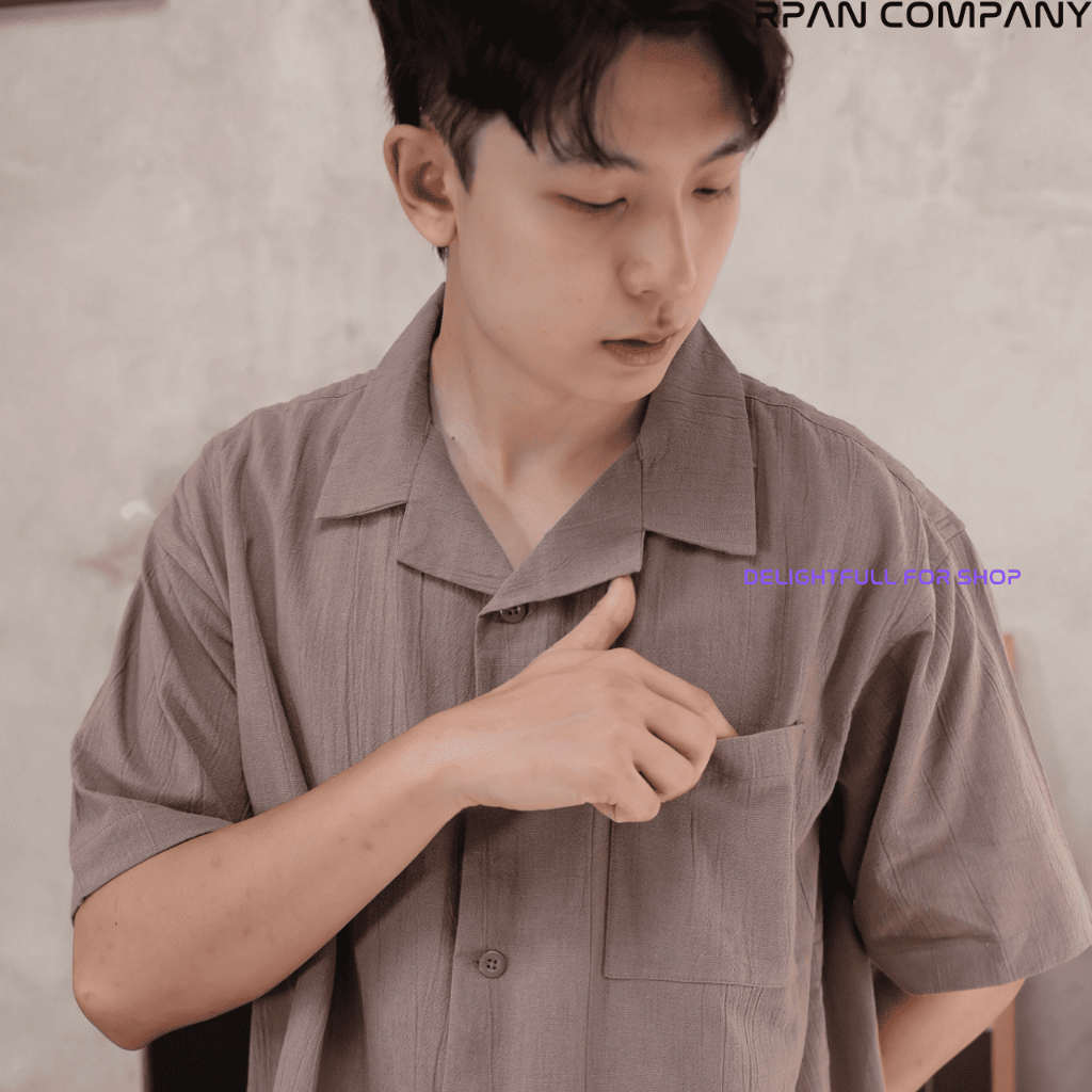 Kemeja Linen Oversize Polos Pria / Kemeja Oversize Pria / Kemeja Linen Crinkle Pria / Kemeja Pria.