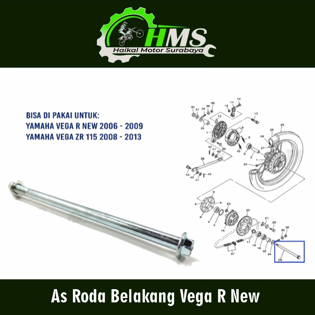As Roda Belakang Vega R New - As Tromol Fork Forek Belakang + Mur Vega Force Vega ZR Vega ZR New