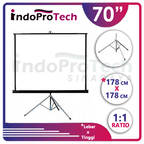 Layar Proyektor Tripod 70 inch | Screen Projector Kaki Tripod Lipat Manual