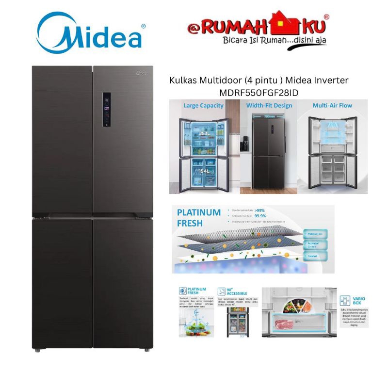 Kulkas Midea Multidor ( 4 pintu ) Inverter MDRF550FGF28ID