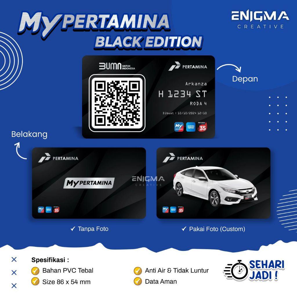 

KARTU MY PERTAMINA EDISI BLACK BAHAN PVC ANTI LUNTUR GLOSY (TERLARIS)