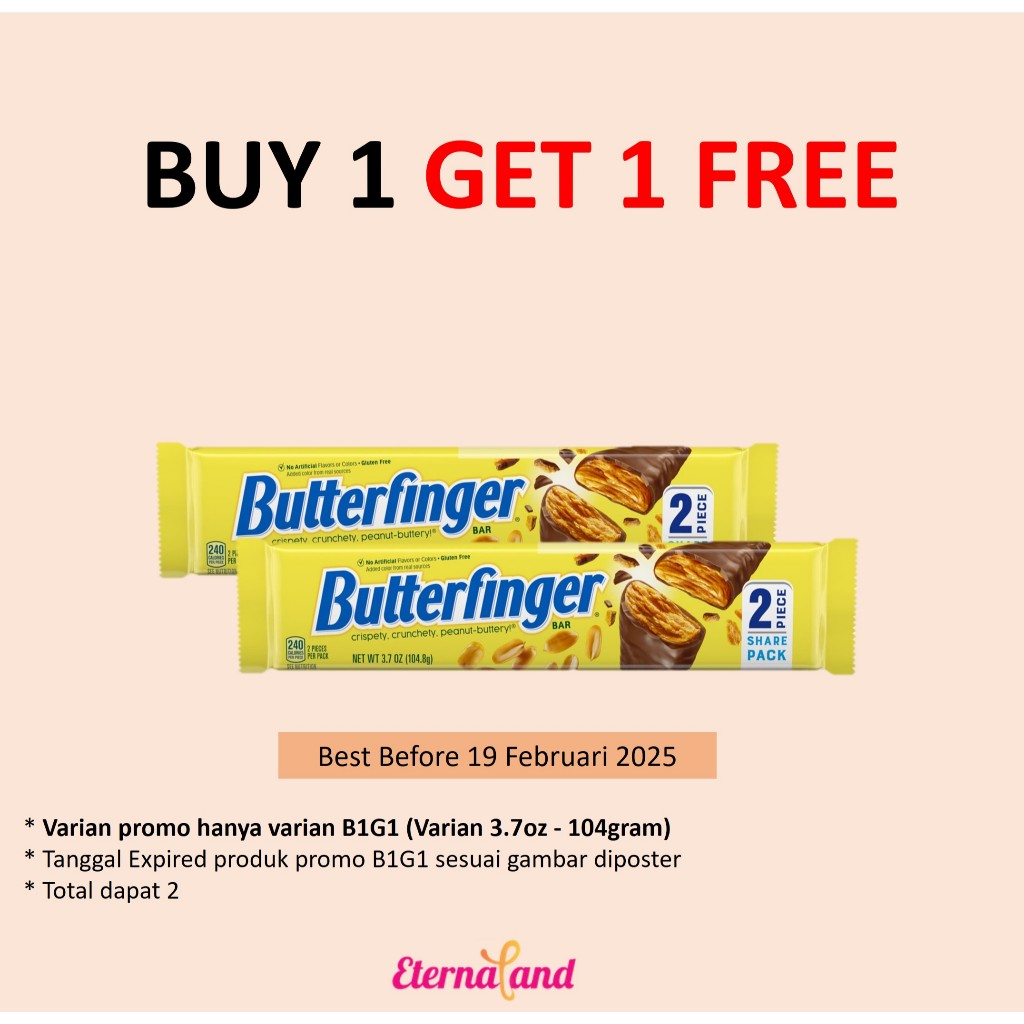 

Nestle Butterfinger Chocolate - cokelat impor crunchy butterfinger