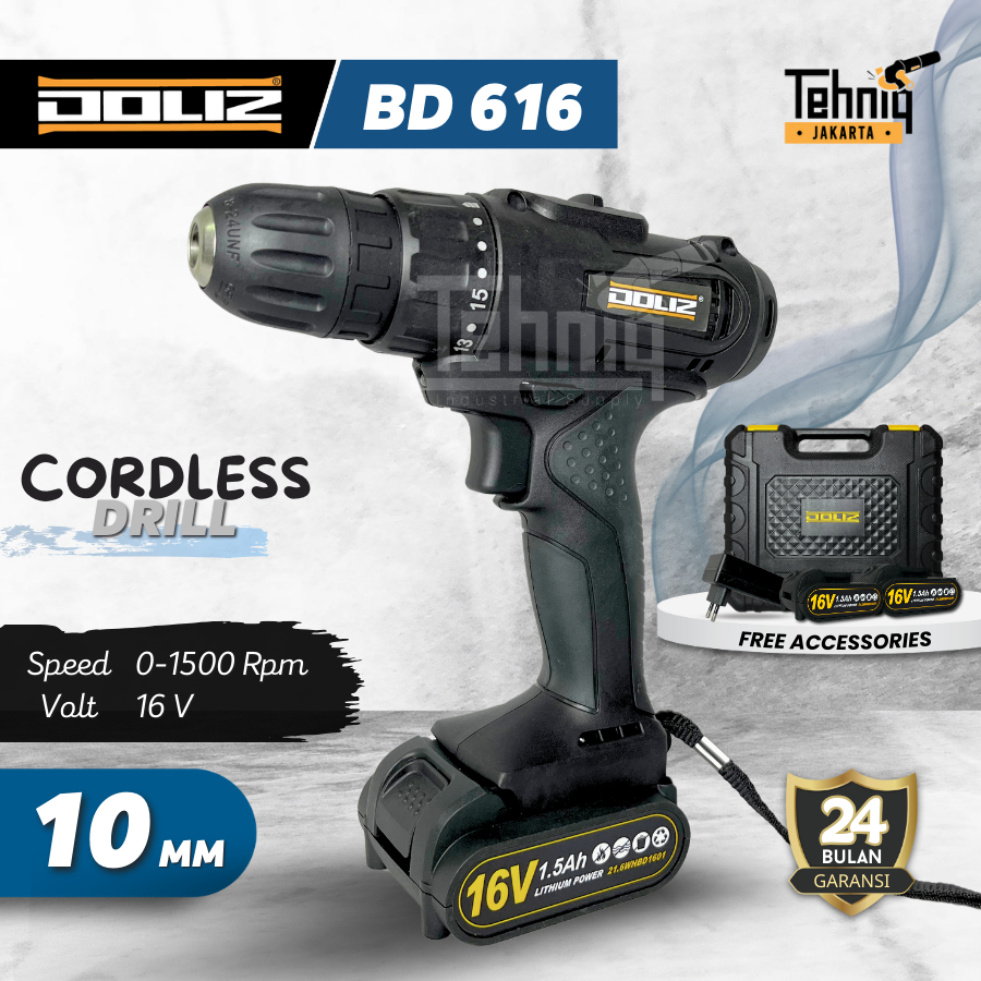 Mesin Bor Baterai Genggam DOLIZ BD616 Cordless Drill