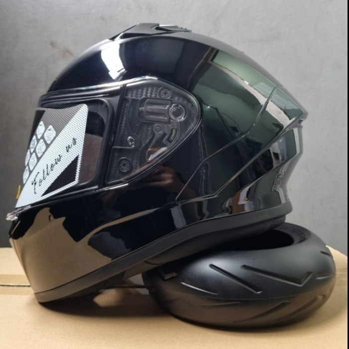 Zeus ZS826 BLACK GLOSSY Helm Fullface Flat Visor
