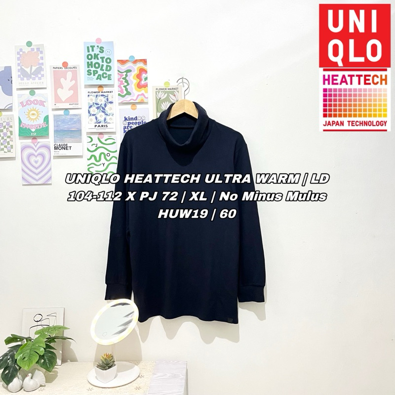 Long Sleeve Uniqlo Heattech Ultra Warm Turtleneck Unisex Navi Size XL No Minus Mulus HUW19