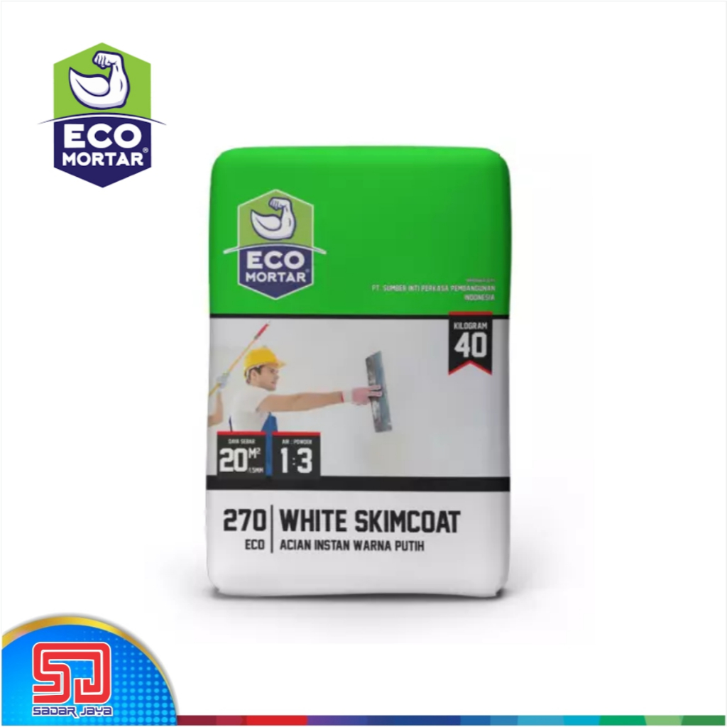 Semen Instan Eco Mortar 270 Acian Putih 40kg Eco270 White SKimcoat