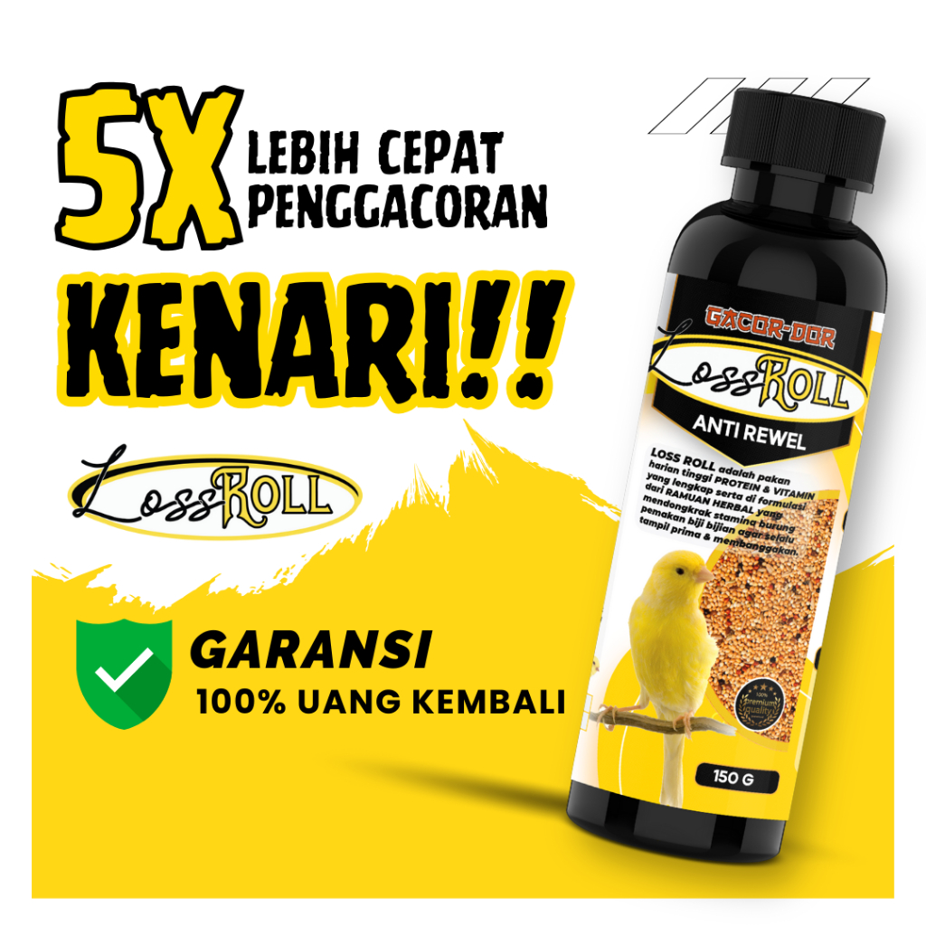 GACOR DOR - Loss Roll - Kenari, Lovebird & Burung Pemakain Biji-bijian ( PAKAN MULTIVITAMIN )