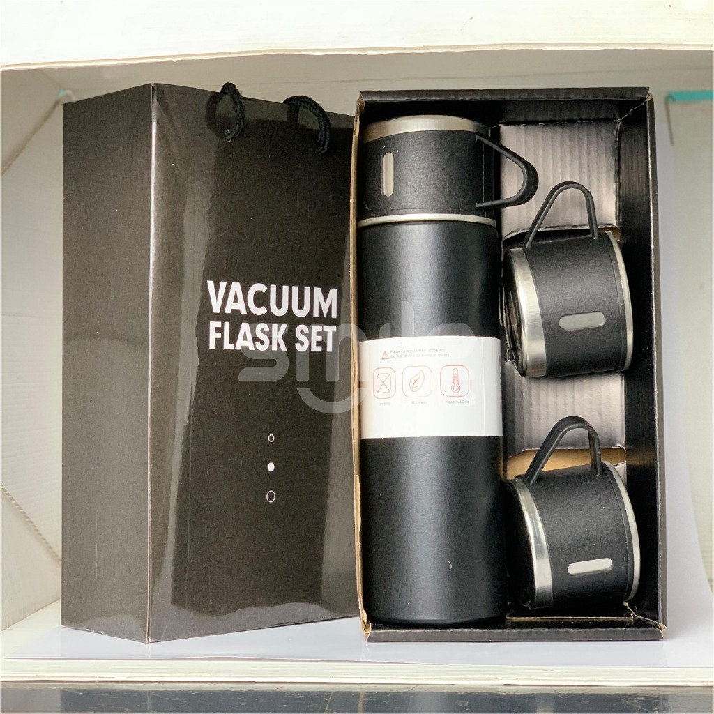 TUMBLER STAINLESS VACUUM FLASK POLOS HITAM + FREE BOX