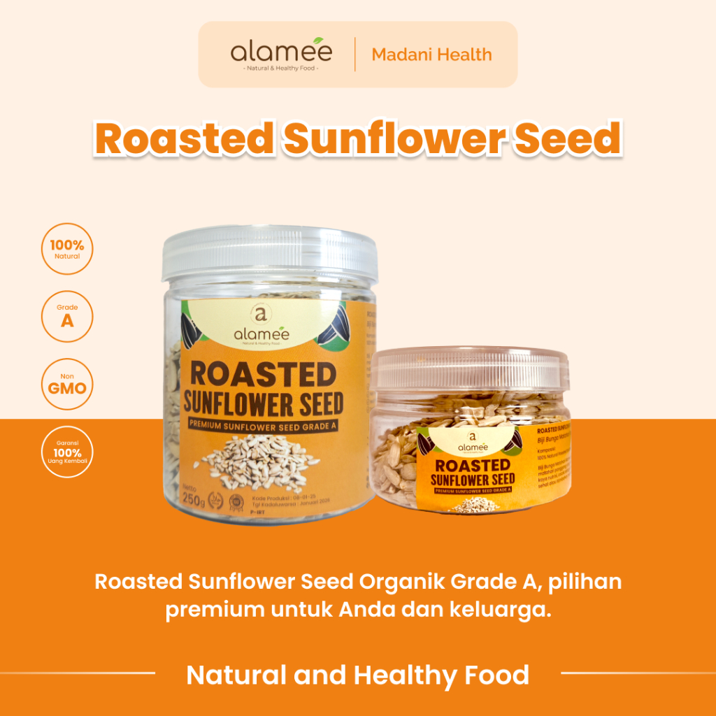 

ALAMEE Roasted Sunflower Seed Biji Bunga Matahari Kupas Oven Biji Kuaci Panggang PREMIUM 250gr 125gr